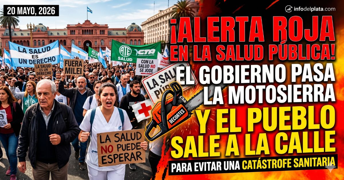 Multitudinaria Marcha Federal por la Salud en Plaza de Mayo contra el ajuste a los hospitales y recortes al PAMI del gobierno de Javier Milei.