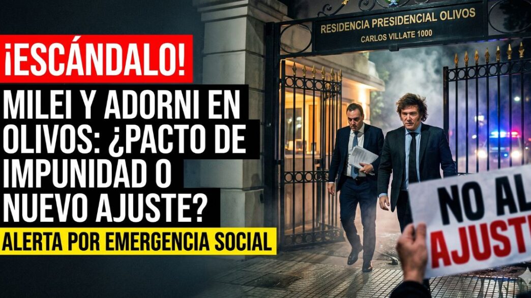 Javier Milei y Manuel Adorni reunidos en la Quinta de Olivos planeando un nuevo ajuste mientras el pueblo sufre la emergencia social