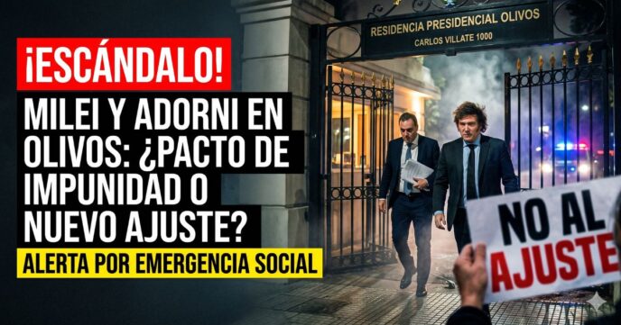 Javier Milei y Manuel Adorni reunidos en la Quinta de Olivos planeando un nuevo ajuste mientras el pueblo sufre la emergencia social