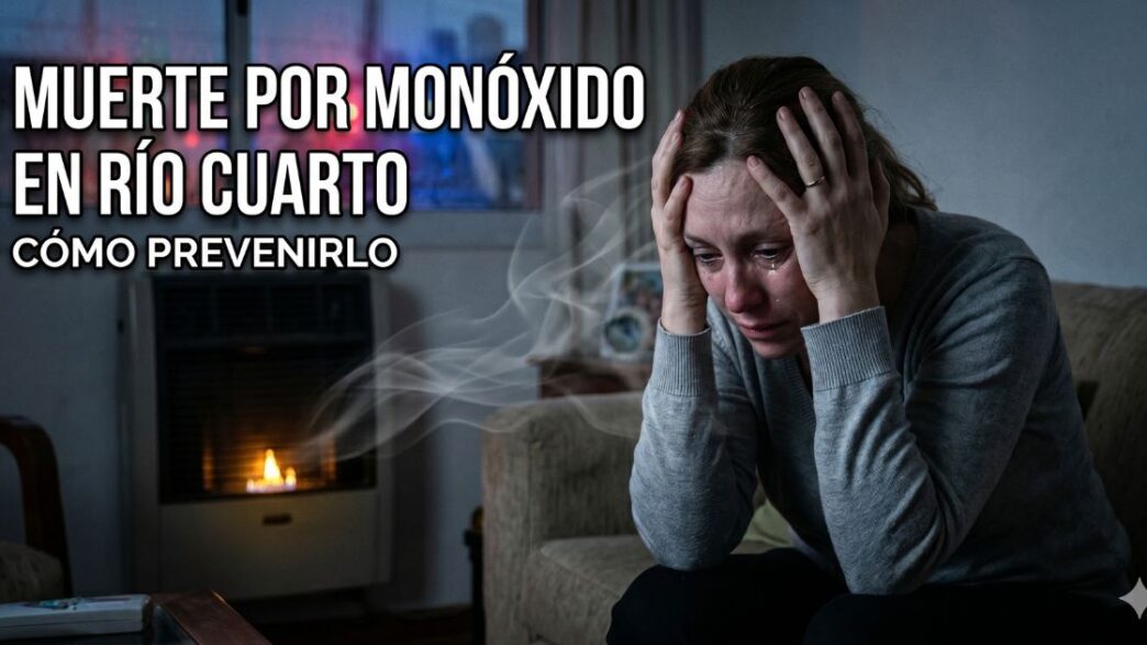 Mujer angustiada frente a una estufa a gas. Prevención y síntomas de intoxicación fatal por monóxido de carbono tras la tragedia en Río Cuarto.