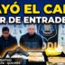 Detención de Valentín Salvatierra y su banda criminal. Megaoperativo de la DDI La Plata en Quilmes con delincuentes arrestados y armas, drogas y dólares incautados sobre una mesa.