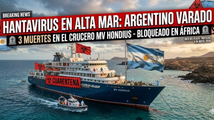 Crucero MV Hondius varado en alta mar frente a Cabo Verde por brote letal de hantavirus con un tripulante argentino a bordo.