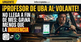 Docente de la UBA trabajando como chofer de Uber. Denuncia el ajuste brutal de Javier Milei a las universidades públicas y los salarios de indigencia. Profesor al volante por la crisis económica.