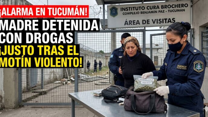 Mujer detenida in fraganti por la policía al intentar ingresar drogas ocultas a un instituto de menores en Tucumán.