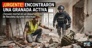 Operario en shock tras encontrar una granada activa en Recoleta durante la refacción de un departamento. Intervención de urgencia del Escuadrón Antibombas.