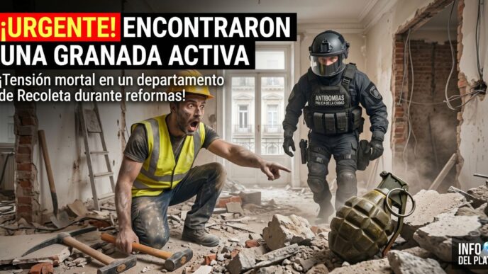 Operario en shock tras encontrar una granada activa en Recoleta durante la refacción de un departamento. Intervención de urgencia del Escuadrón Antibombas.