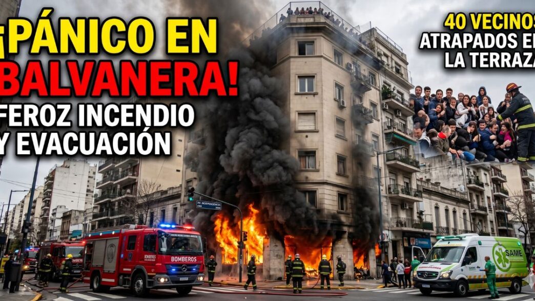 Feroz incendio en Balvanera: impactante imagen del fuego en Avenida Independencia y el megaoperativo del SAME y Bomberos para rescatar a 40 vecinos atrapados en la terraza.
