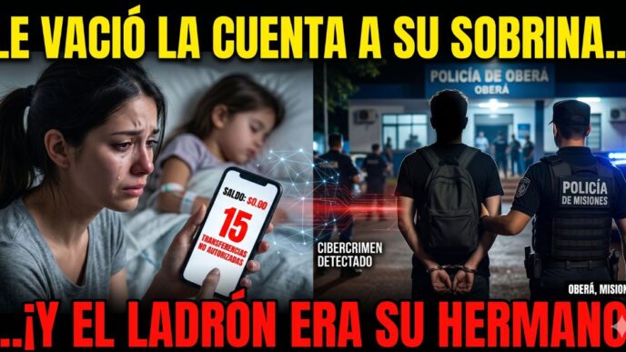Mujer angustiada al ver su cuenta vaciada en el celular y hombre detenido por la Policía de Misiones en Oberá tras el robo de ahorros familiares.