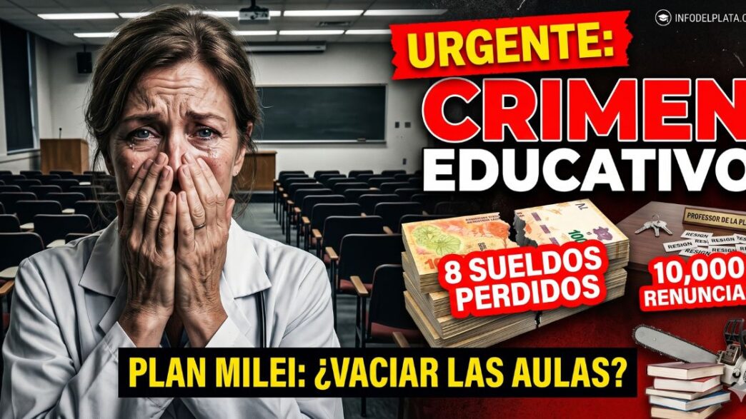 Docente llorando por salarios de indigencia ajuste Milei universidad publica renuncias mayo 2026