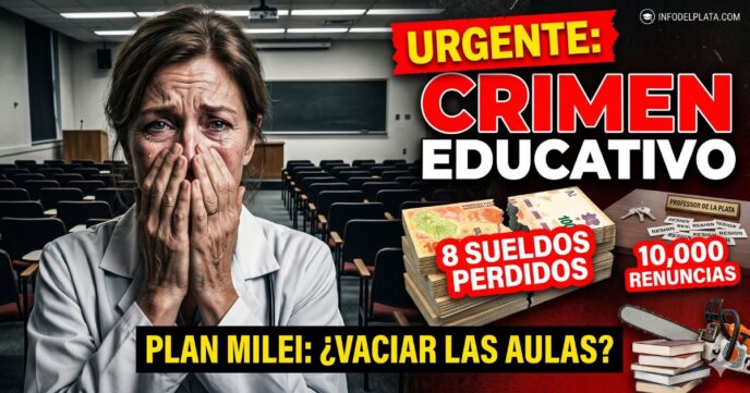 Docente llorando por salarios de indigencia ajuste Milei universidad publica renuncias mayo 2026