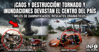 Temporal en Argentina: tornado arrasa una casa en Las Flores y bomberos rescatan a una familia de un auto inundado en Mar del Plata