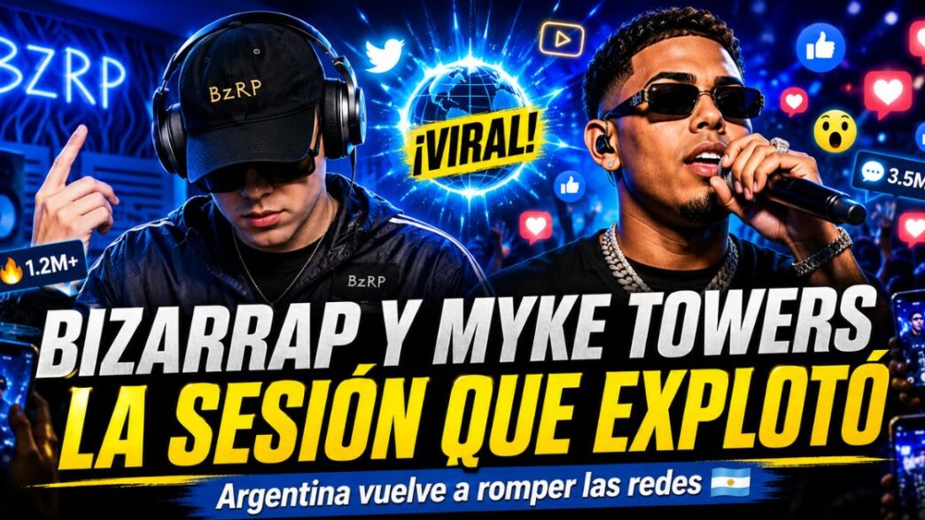 Miniatura sobre Bizarrap y Myke Towers, la nueva sesión viral que explotó en redes y volvió a poner a la música argentina en tendencia mundial.
