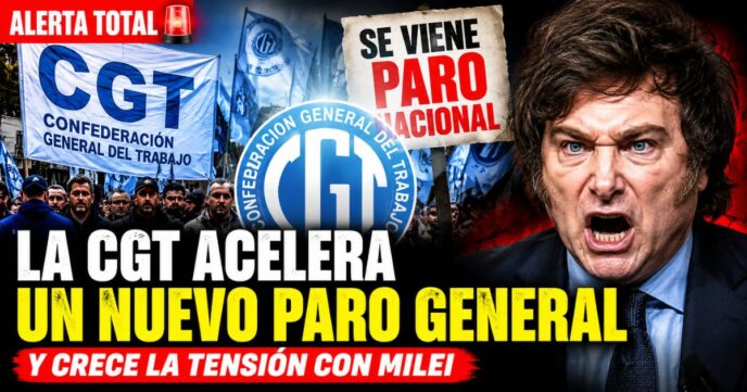 Movilización de la CGT y posible paro general contra el Gobierno de Javier Milei en medio de la tensión sindical y los reclamos salariales.