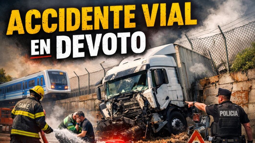 Camión choca contra el muro del ferrocarril San Martín en Villa Devoto, generando caos, derrame de combustible y operativo de emergencia.