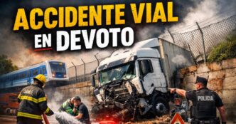 Camión choca contra el muro del ferrocarril San Martín en Villa Devoto, generando caos, derrame de combustible y operativo de emergencia.