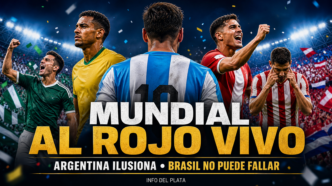 Portada deportiva del Mundial 2026 con Argentina, Brasil, México, Canadá y Paraguay como protagonistas de la jornada.