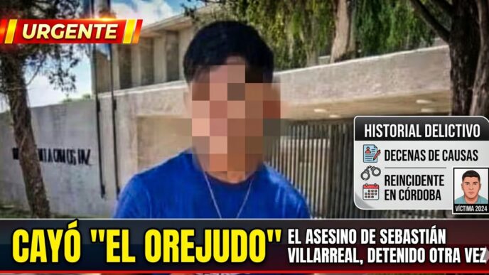 El Orejudo, el menor de 16 años asesino de Sebastián Villarreal, detenido nuevamente en Córdoba por robo.