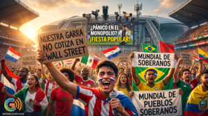 Placa roja y negra con letras grandes y llamativas que expone las portadas de los principales diarios nacionales ocultando la rebelión deportiva popular.