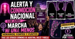 Multitudinaria marcha Ni Una Menos 3J frente al Congreso en reclamo de justicia por los femicidios de Agostina, Dulce y Noelia