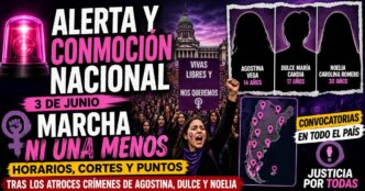 Multitudinaria marcha Ni Una Menos 3J frente al Congreso en reclamo de justicia por los femicidios de Agostina, Dulce y Noelia