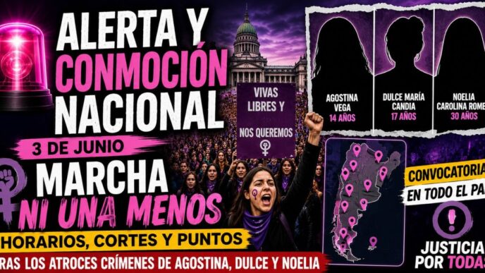 Multitudinaria marcha Ni Una Menos 3J frente al Congreso en reclamo de justicia por los femicidios de Agostina, Dulce y Noelia