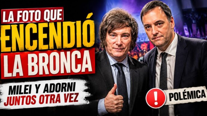 Miniatura sobre Milei y Adorni juntos en medio de una polémica política, con tono de alerta, bronca social y cuestionamientos al Gobierno nacional.