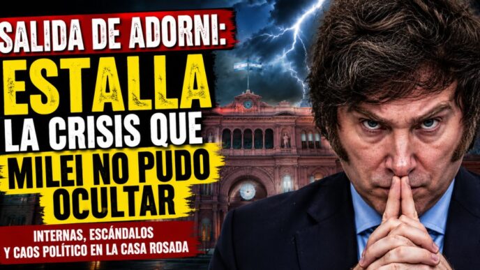 Salida de Adorni tras la crisis política del Gobierno de Javier Milei frente a la Casa Rosada