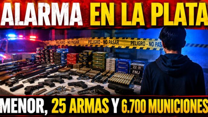 Miniatura de noticia policial sobre el caso del adolescente con armas en La Plata, investigado tras el hallazgo de 25 armas y más de 6.700 municiones.