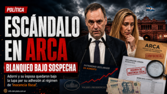 Manuel Adorni y su esposa Bettina Angeletti implicados en escandalo de blanqueo por Regimen de Inocencia Fiscal de ARCA.