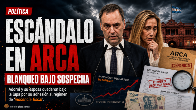 Manuel Adorni y su esposa Bettina Angeletti implicados en escandalo de blanqueo por Regimen de Inocencia Fiscal de ARCA.