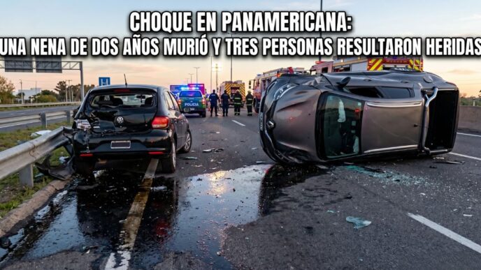 Imágenes del trágico choque en Panamericana a la altura de Tigre: vehículos destruidos y volcados tras el accidente donde murió una nena de dos años.