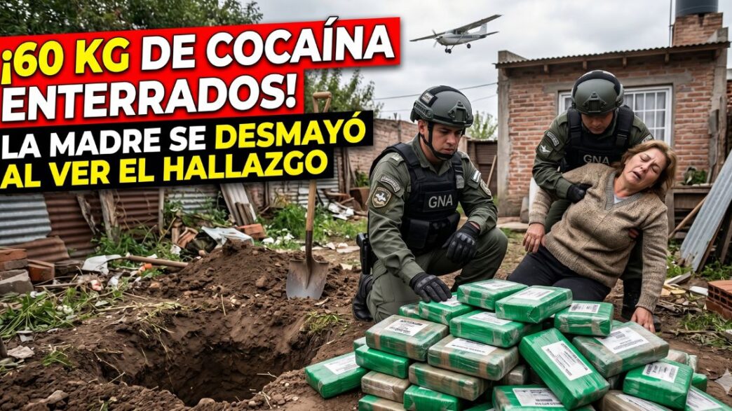 Megaoperativo antidrogas en Roldán: Gendarmería desentierra 60 kilos de cocaína mientras la dueña de la casa se desmaya.