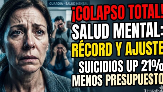 Mujer desesperada en una guardia médica reflejando el colapso total en salud mental, récord histórico de suicidios y el brutal ajuste de presupuesto bajo el gobierno de Javier Milei.