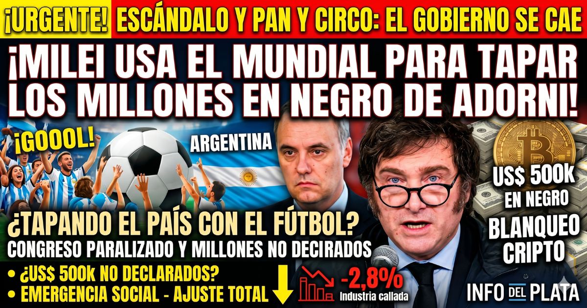 Manuel Adorni y Javier Milei escándalo por declaración jurada millones en criptomonedas y crisis social tapada por el Mundial
