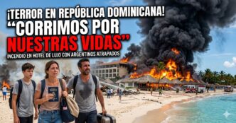 Imagen dramática optimizada de la evacuación de turistas argentinos del hotel Viva Dominicus en República Dominicana por un voraz incendio.
