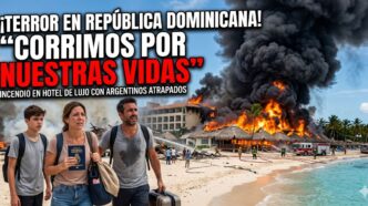 Imagen dramática optimizada de la evacuación de turistas argentinos del hotel Viva Dominicus en República Dominicana por un voraz incendio.