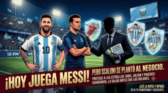 Messi entrenando y Scaloni serio cuidando a los jugadores en el amistoso contra Islandia