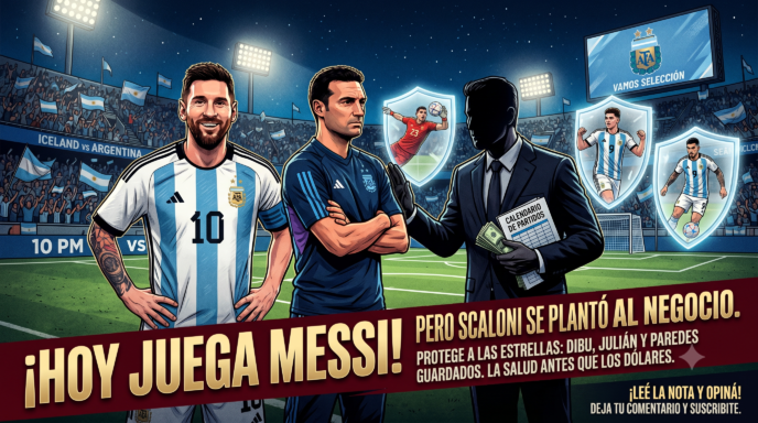 Messi entrenando y Scaloni serio cuidando a los jugadores en el amistoso contra Islandia