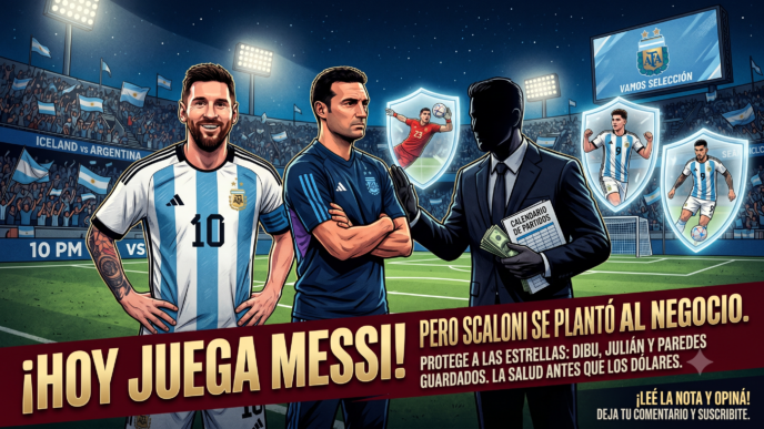 Messi entrenando y Scaloni serio cuidando a los jugadores en el amistoso contra Islandia