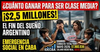 Familia porteña angustiada mirando los nuevos montos del IDECBA. El sueldo para ser clase media en CABA supera los 2,4 millones de pesos por el ajuste económico y la inflación.