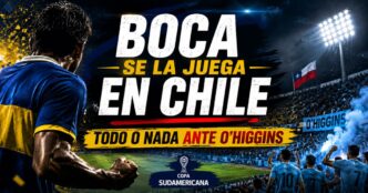 Boca vs O’Higgins por la Copa Sudamericana en Chile, con un jugador xeneize y el mensaje “Boca se la juega en Chile”.