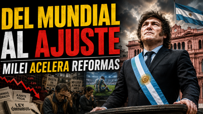 Javier Milei frente a la Casa Rosada en una miniatura sobre el ajuste de Milei tras el Mundial y el avance de nuevas reformas.