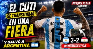 Cuti Romero de espaldas con la camiseta argentina tras la remontada 3 a 2 frente a Egipto en el Mundial 2026.