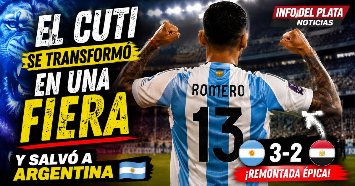 Cuti Romero de espaldas con la camiseta argentina tras la remontada 3 a 2 frente a Egipto en el Mundial 2026.