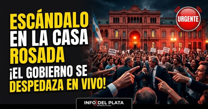Escándalo en la Casa Rosada por interna del gobierno y protestas frente a la sede oficial.