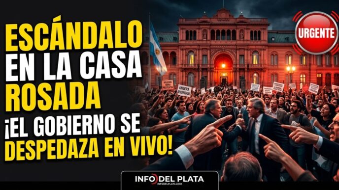 Escándalo en la Casa Rosada por interna del gobierno y protestas frente a la sede oficial.