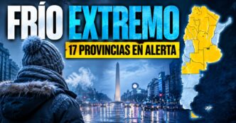 Frío extremo en Argentina con 17 provincias bajo alerta amarilla, bajas temperaturas en el AMBA y emergencia social por el invierno.