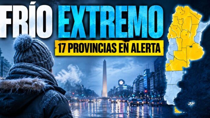 Frío extremo en Argentina con 17 provincias bajo alerta amarilla, bajas temperaturas en el AMBA y emergencia social por el invierno.