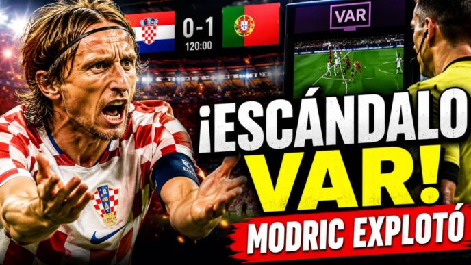 Luka Modric protesta contra el VAR tras la polémica eliminación de Croacia ante Portugal en el Mundial 2026.