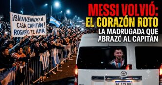 Miniatura de noticia que muestra a un lado una multitud de hinchas de Rosario con una pancarta que dice "BIENVENIDO A CASA, CAPITÁN!", y al otro lado el rostro de Lionel Messi mirando por la ventana de una camioneta blanca, con el texto superpuesto en grande "¡MESSI VOLVIÓ! EL DOLOR DEL CAPITÁN" y "UNA CIUDAD QUE LE ABRAZA".